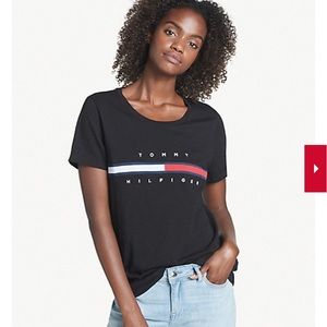 black tommy hilfiger relaxed fit shirt .